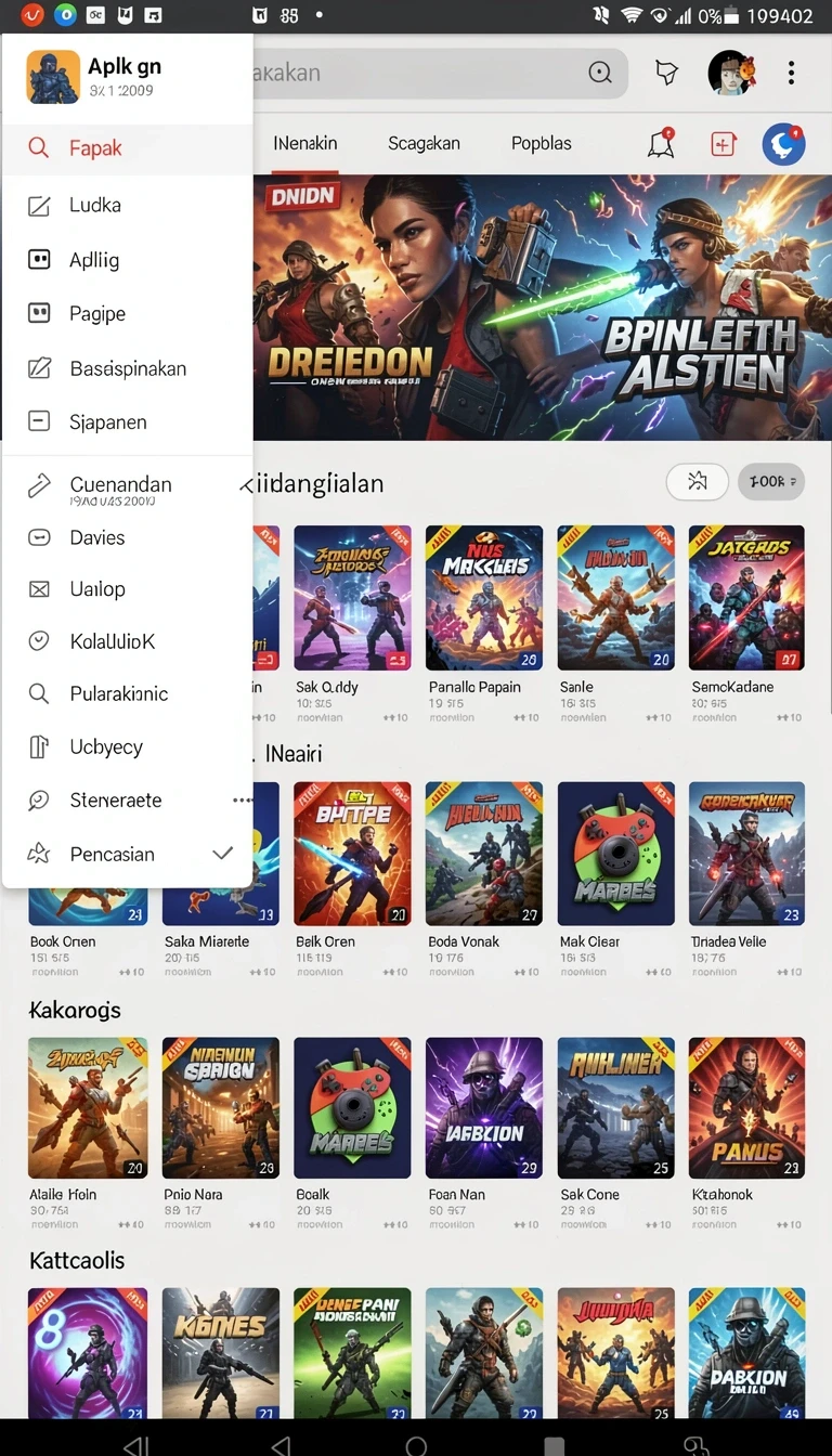 Cuplikan layar menu unduhan mitra77 untuk perangkat Android